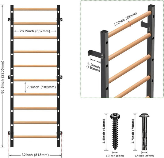 Verstelbare dip bar bevestiging voor Zweedse ladder tot 150 kg – dipstation – krachttraining - happygetfit.com