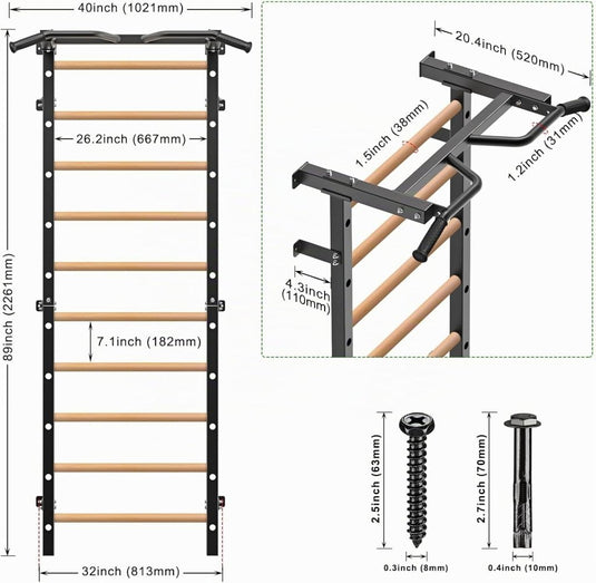Verstelbare dip bar bevestiging voor Zweedse ladder tot 150 kg – dipstation – krachttraining - happygetfit.com