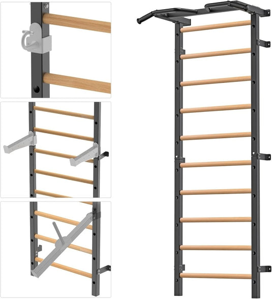 Verstelbare dip bar bevestiging voor Zweedse ladder tot 150 kg – dipstation – krachttraining - happygetfit.com
