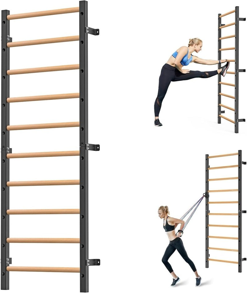 Załaduj obraz do przeglądarki galerii, Verstelbare dip bar bevestiging voor Zweedse ladder tot 150 kg – dipstation – krachttraining - happygetfit.com
