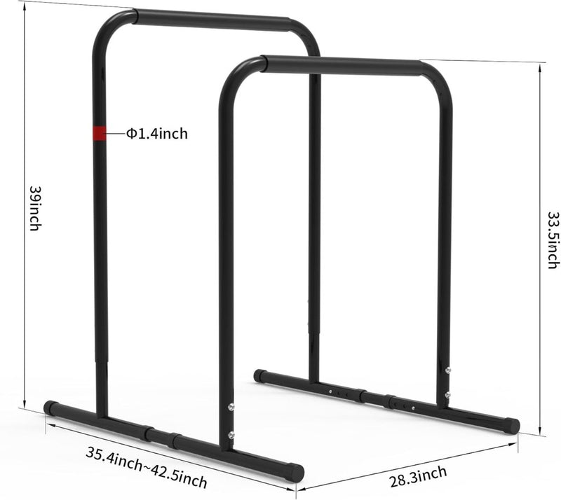 Load image into Gallery viewer, Verstelbare dip bars 87-100 cm van staal tot 136 kg – dip station – calisthenics - happygetfit.com
