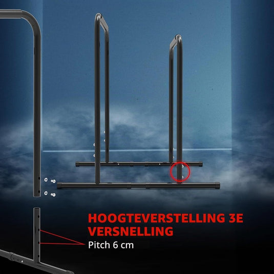 Verstelbare dip bars 87-100 cm van staal tot 136 kg – dip station – calisthenics - happygetfit.com