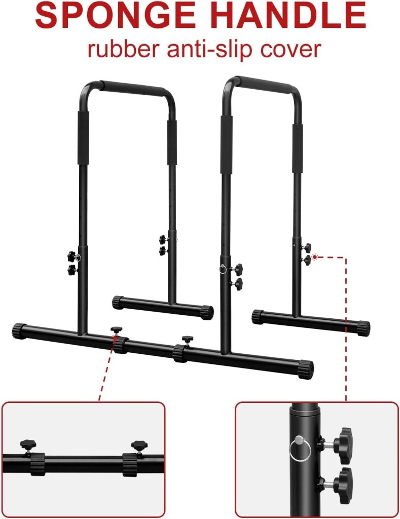 Załaduj obraz do przeglądarki galerii, Verstelbare dip bars van staal 79-94 cm tot 158 kg – dip station – calisthenics - happygetfit.com
