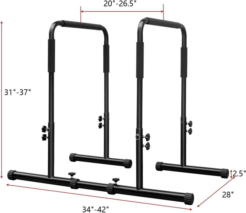 Załaduj obraz do przeglądarki galerii, Verstelbare dip bars van staal 79-94 cm tot 158 kg – dip station – calisthenics - happygetfit.com

