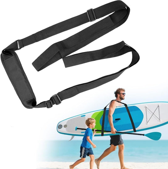 Verstelbare draagriem voor surfplank SUP kajak en longboard – gevoerde schouderriem – zwart - happygetfit.com