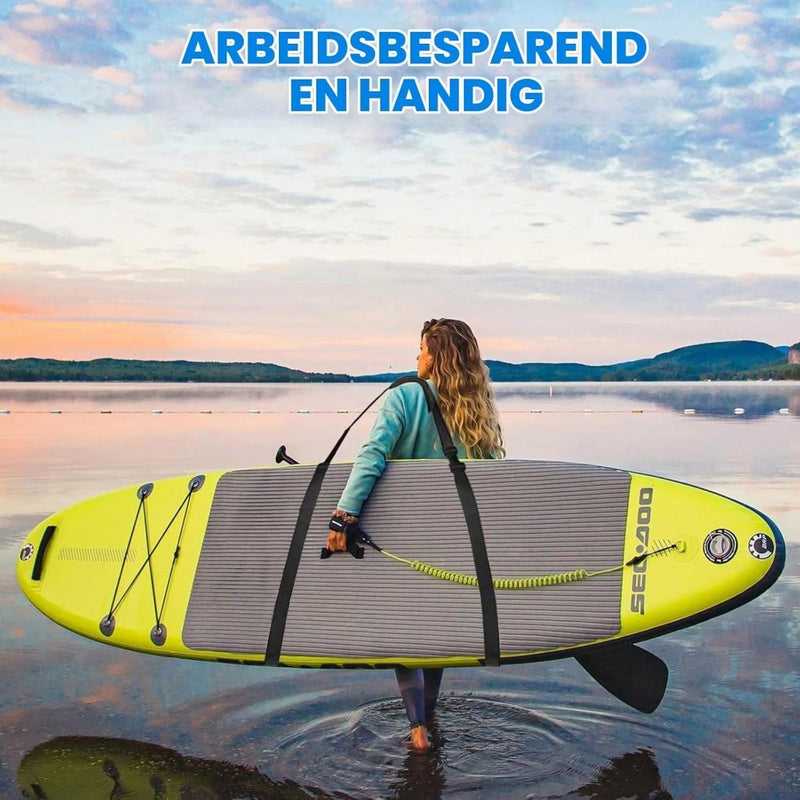 Load image into Gallery viewer, Verstelbare draagriem voor surfplank SUP kajak en longboard – gevoerde schouderriem – zwart - happygetfit.com
