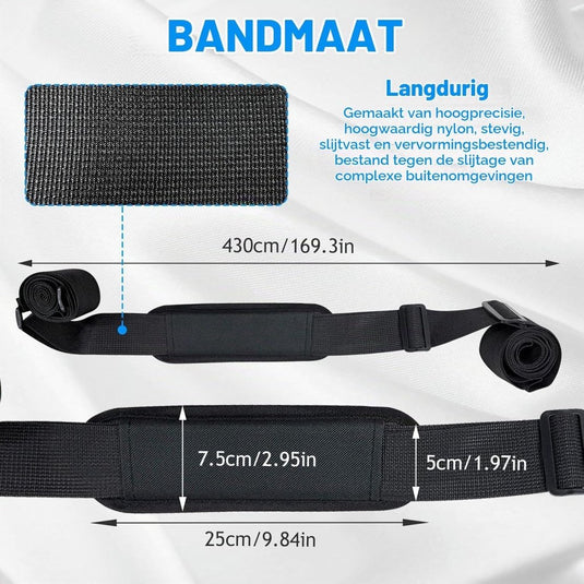Verstelbare draagriem voor surfplank SUP kajak en longboard – gevoerde schouderriem – zwart - happygetfit.com