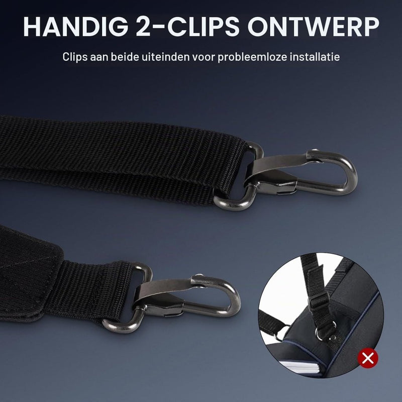 Chargez l'image dans la visionneuse de la galerie, Verstelbare golftas schouderriem met gewatteerde draagband en metalen clips – draagriem – golftas accessoires - happygetfit.com
