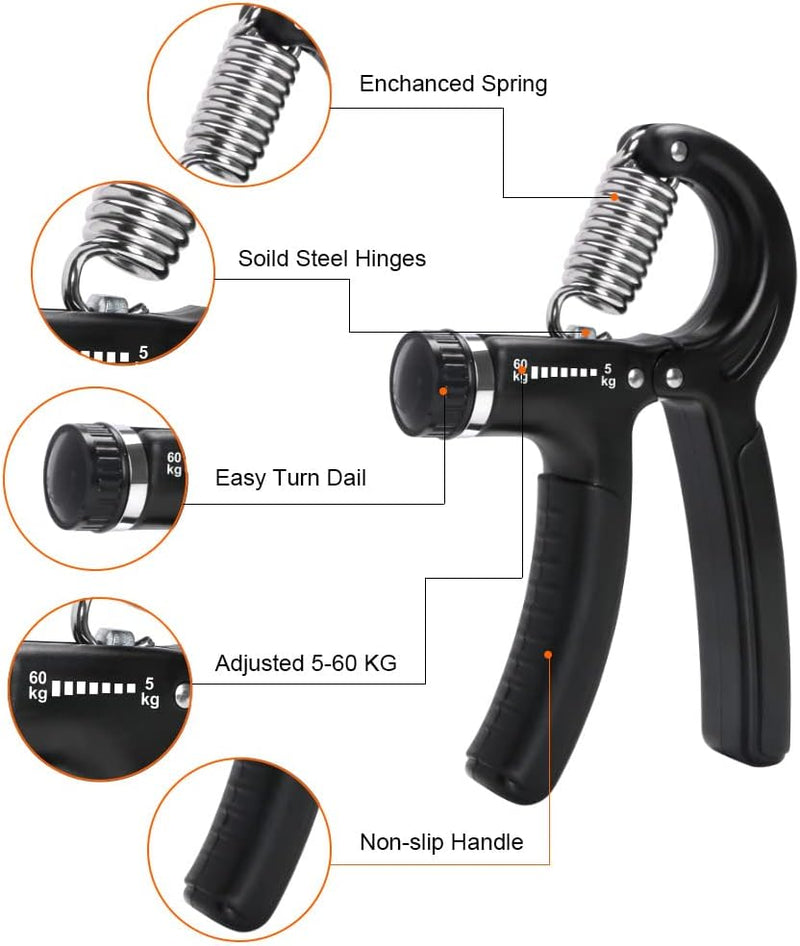 Laad afbeelding in Galerijviewer, Verstelbare handtrainer 10 tot 50 kg met antislip handgrepen voor hand- en onderarmtraining – griptrainer – knijpkracht - happygetfit.com
