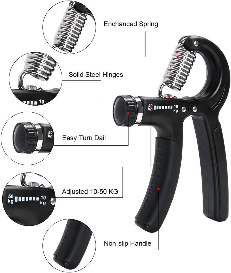Laad afbeelding in Galerijviewer, Verstelbare handtrainer 10 tot 50 kg met antislip handgrepen voor hand- en onderarmtraining – griptrainer – knijpkracht - happygetfit.com
