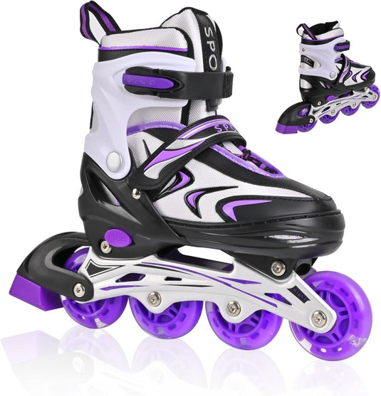 Verstelbare inline skates voor jongens en meisjes, kinderen, inline skates voor meisjes, jongens, jongeren, kleine kinderen, indoor en outdoor spelen - happygetfit.com