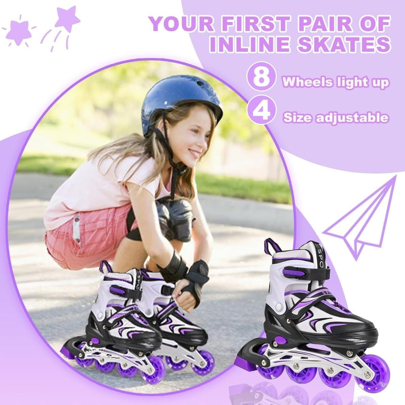 Laad afbeelding in Galerijviewer, Verstelbare inline skates voor jongens en meisjes, kinderen, inline skates voor meisjes, jongens, jongeren, kleine kinderen, indoor en outdoor spelen - happygetfit.com

