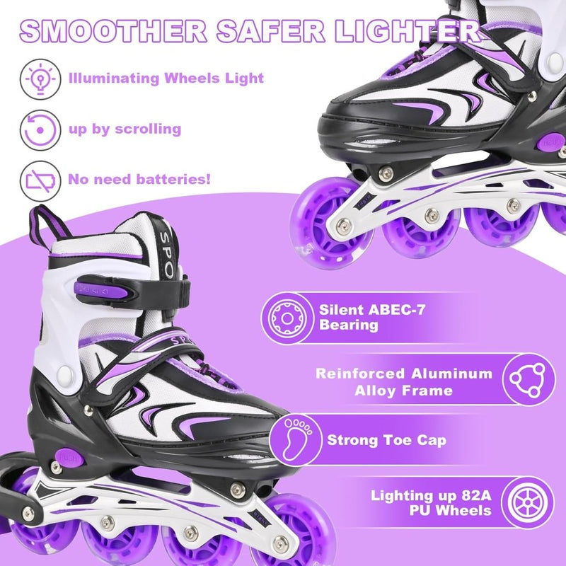 Laad afbeelding in Galerijviewer, Verstelbare inline skates voor jongens en meisjes, kinderen, inline skates voor meisjes, jongens, jongeren, kleine kinderen, indoor en outdoor spelen - happygetfit.com
