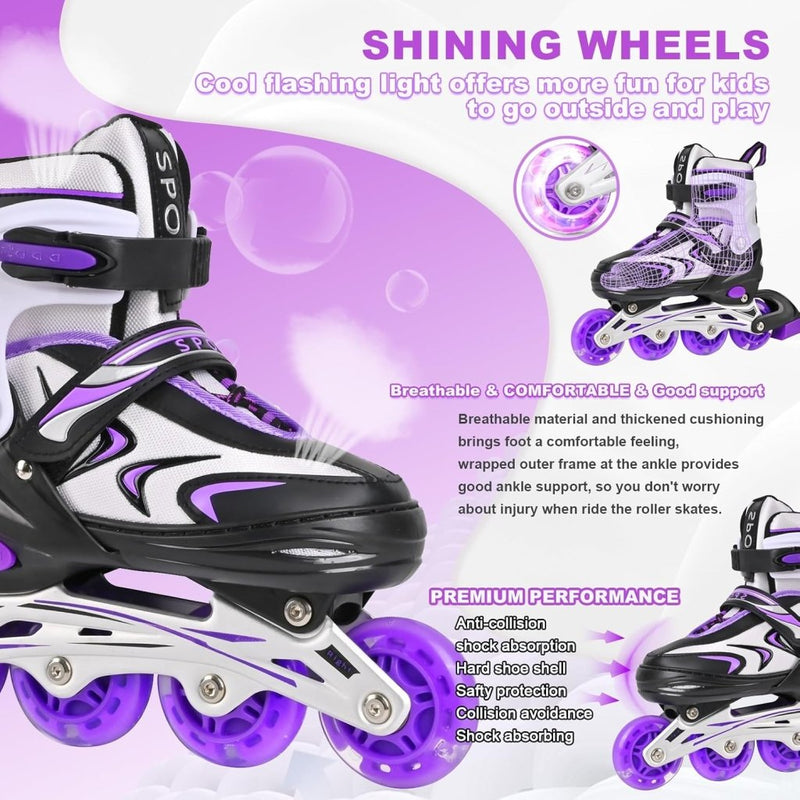 Laad afbeelding in Galerijviewer, Verstelbare inline skates voor jongens en meisjes, kinderen, inline skates voor meisjes, jongens, jongeren, kleine kinderen, indoor en outdoor spelen - happygetfit.com
