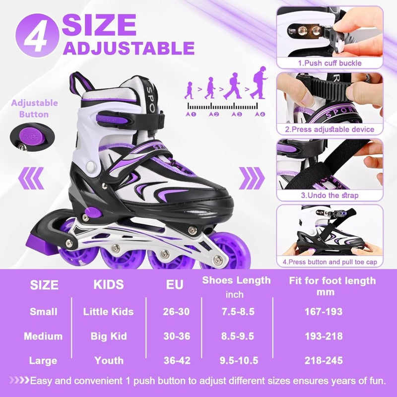 Laad afbeelding in Galerijviewer, Verstelbare inline skates voor jongens en meisjes, kinderen, inline skates voor meisjes, jongens, jongeren, kleine kinderen, indoor en outdoor spelen - happygetfit.com
