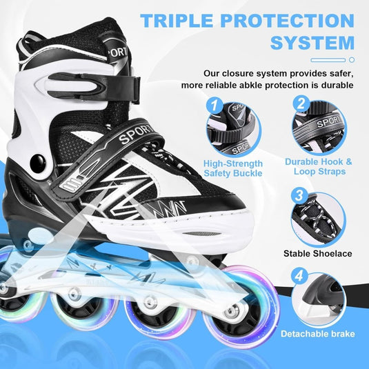 Verstelbare inline skates voor jongens en meisjes, outdoor rolschaatsen voor meisjes en jongens - happygetfit.com
