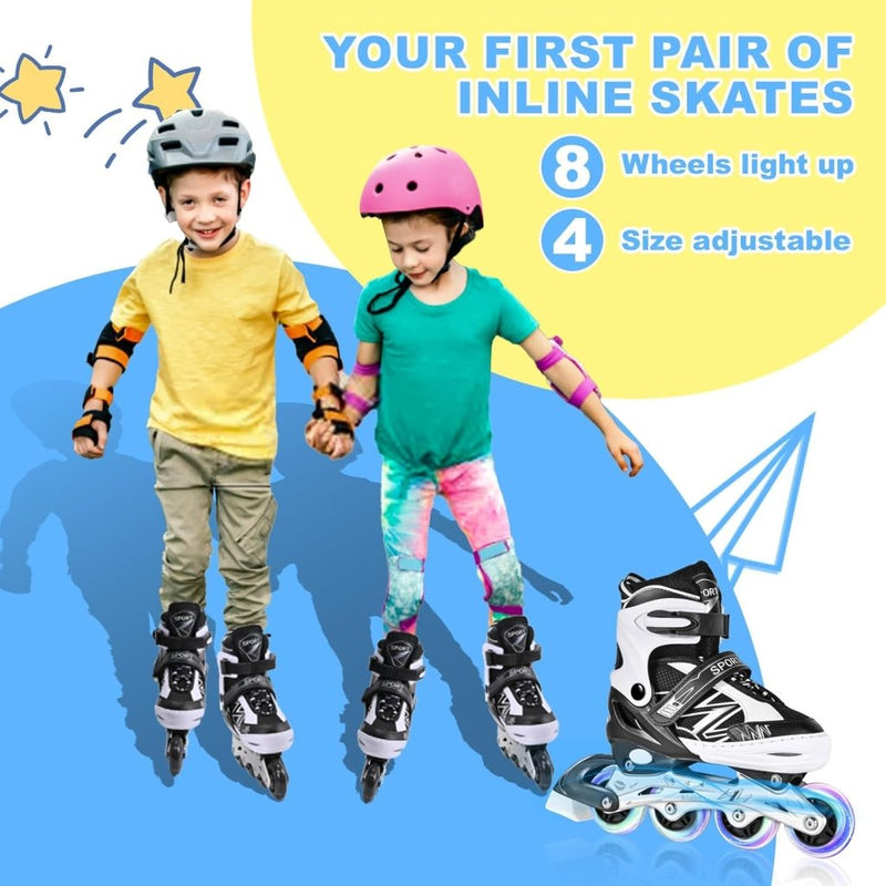 Laad afbeelding in Galerijviewer, Verstelbare inline skates voor jongens en meisjes, outdoor rolschaatsen voor meisjes en jongens - happygetfit.com
