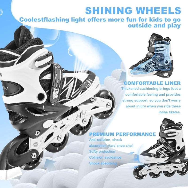 Laad afbeelding in Galerijviewer, Verstelbare inline skates voor jongens en meisjes, outdoor rolschaatsen voor meisjes en jongens - happygetfit.com
