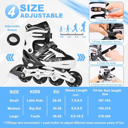Verstelbare inline skates voor jongens en meisjes, outdoor rolschaatsen voor meisjes en jongens - happygetfit.com