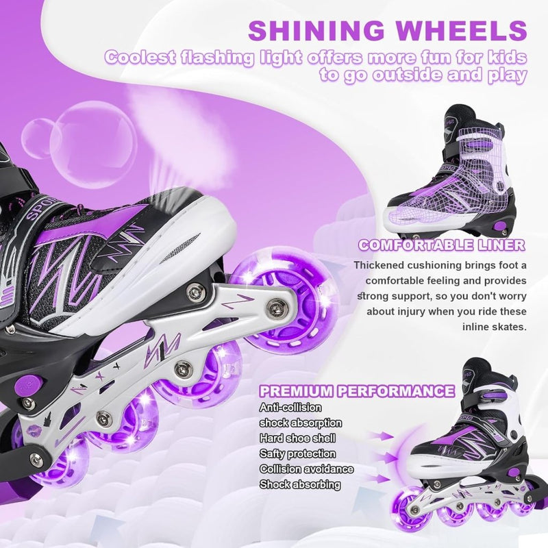 Laad afbeelding in Galerijviewer, Verstelbare inline skates voor jongens en meisjes, outdoor rolschaatsen voor meisjes en jongens - happygetfit.com
