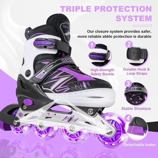 Verstelbare inline skates voor jongens en meisjes, outdoor rolschaatsen voor meisjes en jongens - happygetfit.com
