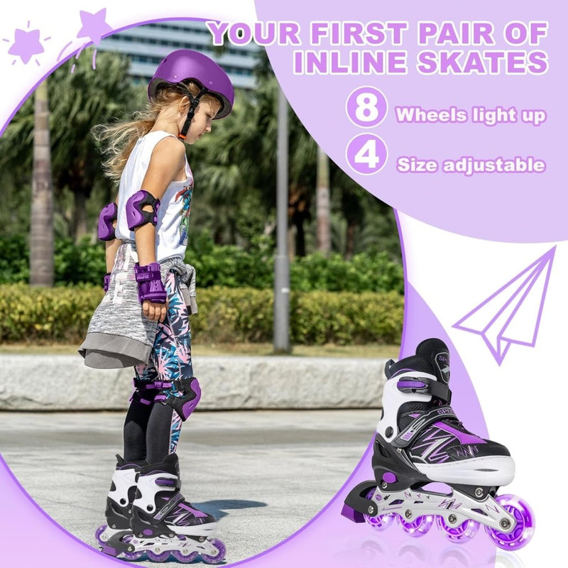 Laad afbeelding in Galerijviewer, Verstelbare inline skates voor jongens en meisjes, outdoor rolschaatsen voor meisjes en jongens - happygetfit.com
