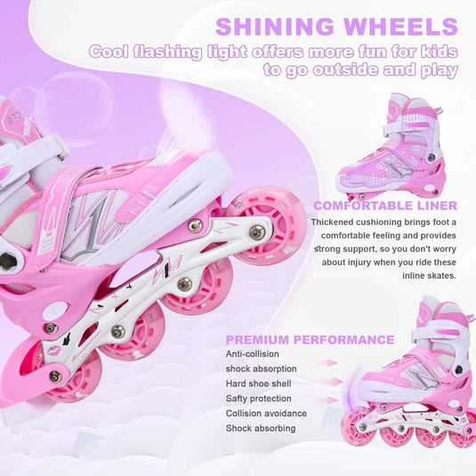 Verstelbare inline skates voor kinderen, jongens en meisjes, met verlichte wielen, verstelbare rolschaatsen voor beginners, kinderen, buiten en binnen spelen - happygetfit.com