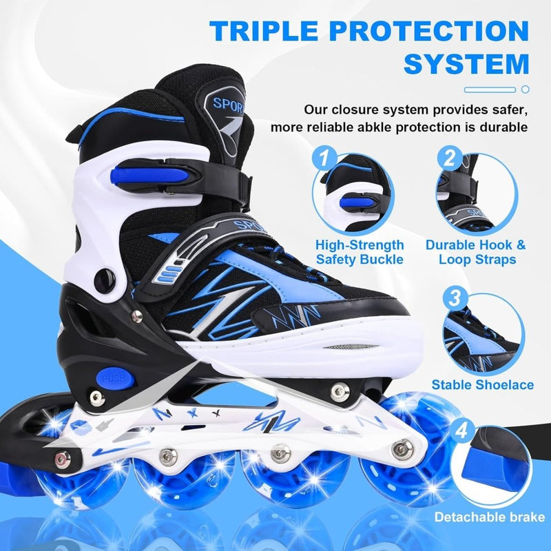 Laad afbeelding in Galerijviewer, Verstelbare inline skates voor kinderen, jongens en meisjes, met verlichte wielen, verstelbare rolschaatsen voor beginners, kinderen, buiten en binnen spelen - happygetfit.com
