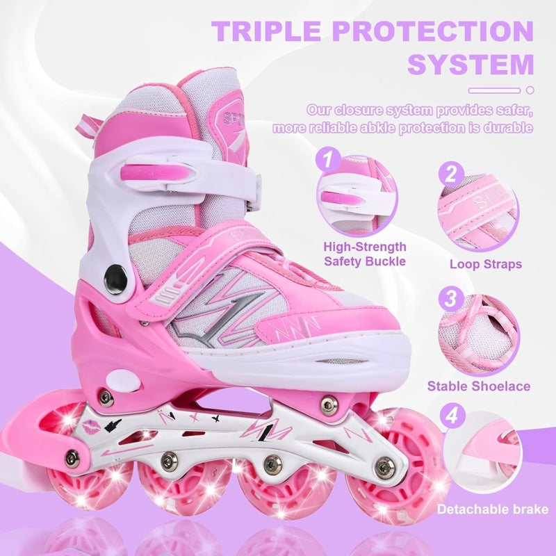 Laad afbeelding in Galerijviewer, Verstelbare inline skates voor kinderen, jongens en meisjes, met verlichte wielen, verstelbare rolschaatsen voor beginners, kinderen, buiten en binnen spelen - happygetfit.com
