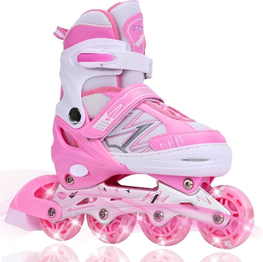 Verstelbare inline skates voor kinderen, jongens en meisjes, met verlichte wielen, verstelbare rolschaatsen voor beginners, kinderen, buiten en binnen spelen - happygetfit.com