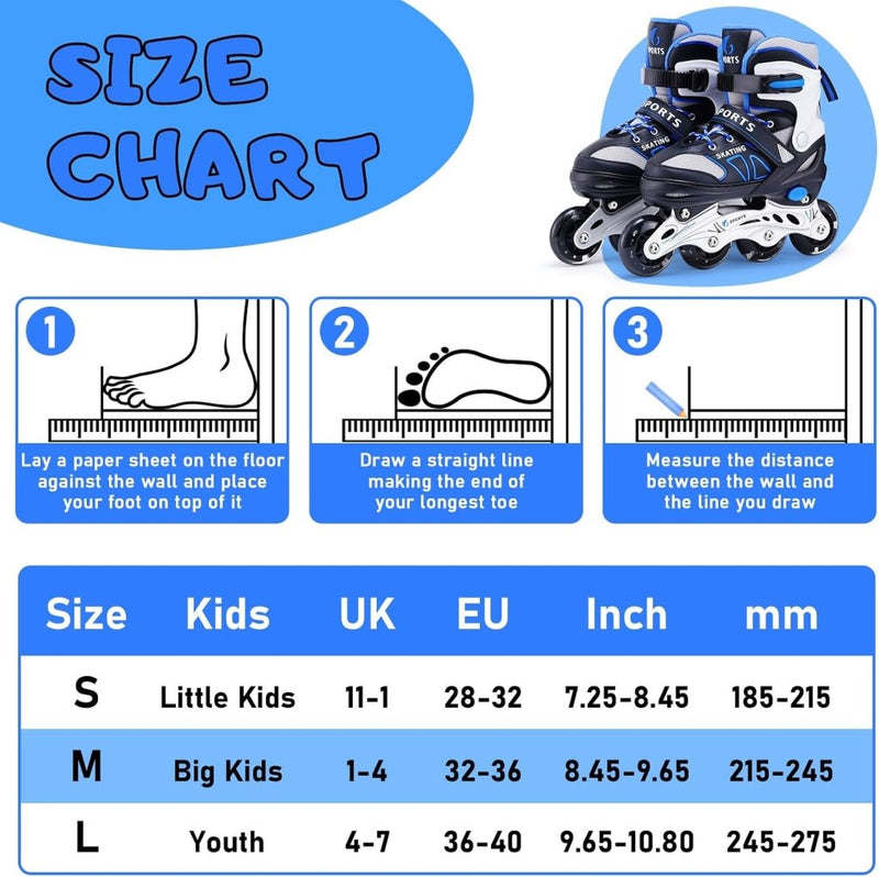 Load image into Gallery viewer, Verstelbare inline skates voor kinderen maat 32-36 met lichtgevende wielen – beginners rolschaatsen blauw - happygetfit.com
