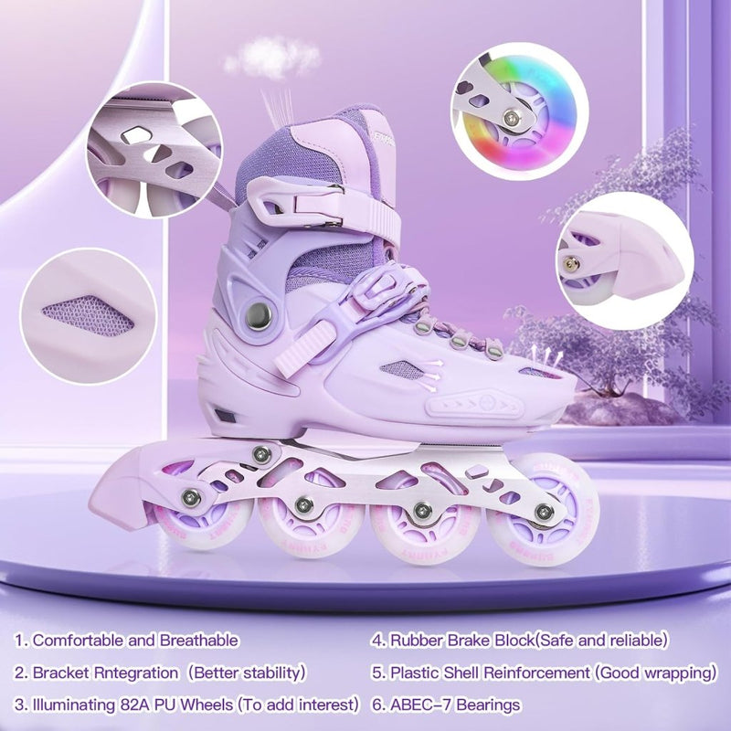 Laad afbeelding in Galerijviewer, Verstelbare inline skates voor meisjes en jongens, rolschaatsen voor meisjes, voor beginners, grote rolschaatsen voor kinderen, indoor beginners, inlineskates outdoor - happygetfit.com
