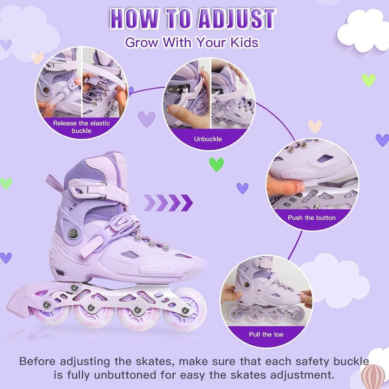 Laad afbeelding in Galerijviewer, Verstelbare inline skates voor meisjes en jongens, rolschaatsen voor meisjes, voor beginners, grote rolschaatsen voor kinderen, indoor beginners, inlineskates outdoor - happygetfit.com
