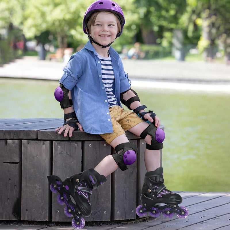 Laad afbeelding in Galerijviewer, Verstelbare Kinderen inline skates voor Meisjes Jongens Beginners, Inline skates voor Kinderen en Tieners met lichtgevende wielen voor binnen en buiten Sport Paars &amp; Blauw - happygetfit.com

