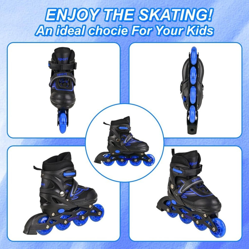 Laad afbeelding in Galerijviewer, Verstelbare Kinderen inline skates voor Meisjes Jongens Beginners, Inline skates voor Kinderen en Tieners met lichtgevende wielen voor binnen en buiten Sport Paars &amp; Blauw - happygetfit.com
