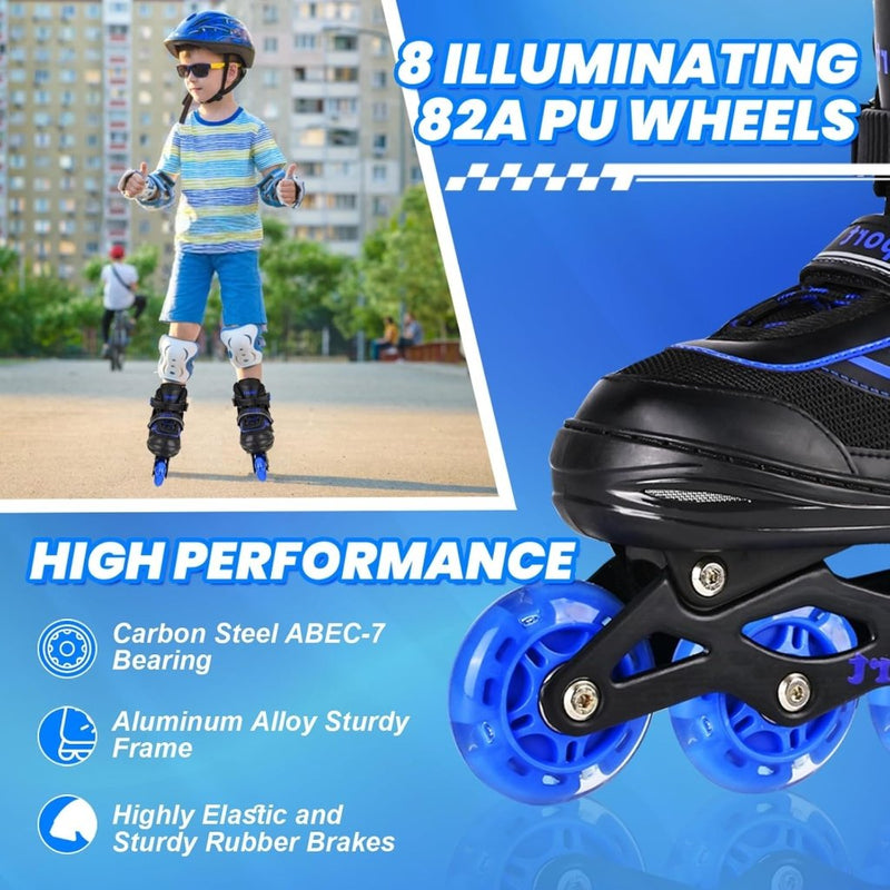Laad afbeelding in Galerijviewer, Verstelbare Kinderen inline skates voor Meisjes Jongens Beginners, Inline skates voor Kinderen en Tieners met lichtgevende wielen voor binnen en buiten Sport Paars &amp; Blauw - happygetfit.com
