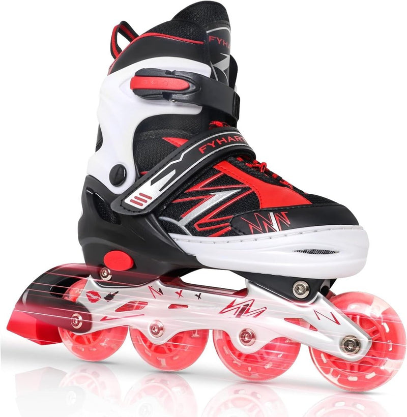 Load image into Gallery viewer, Verstelbare Kinderen inline skates voor Meisjes Jongens Beginners, Paars &amp; Rood Inline skates voor Kinderen en Tieners met lichtgevende wielen voor binnen en buiten Sport - happygetfit.com
