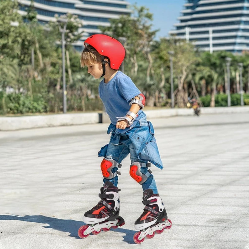 Load image into Gallery viewer, Verstelbare Kinderen inline skates voor Meisjes Jongens Beginners, Paars &amp; Rood Inline skates voor Kinderen en Tieners met lichtgevende wielen voor binnen en buiten Sport - happygetfit.com
