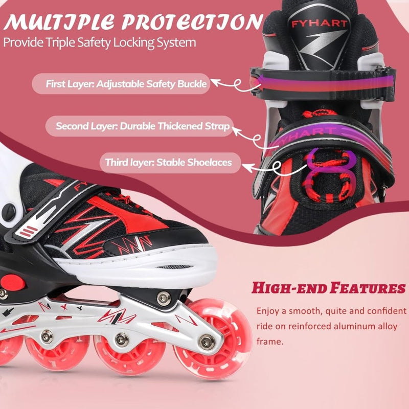 Load image into Gallery viewer, Verstelbare Kinderen inline skates voor Meisjes Jongens Beginners, Paars &amp; Rood Inline skates voor Kinderen en Tieners met lichtgevende wielen voor binnen en buiten Sport - happygetfit.com
