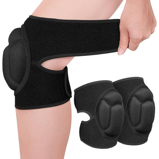 Verstelbare kniebeschermers met klittenband - 1 paar - zwart - maat XL - happygetfit.com