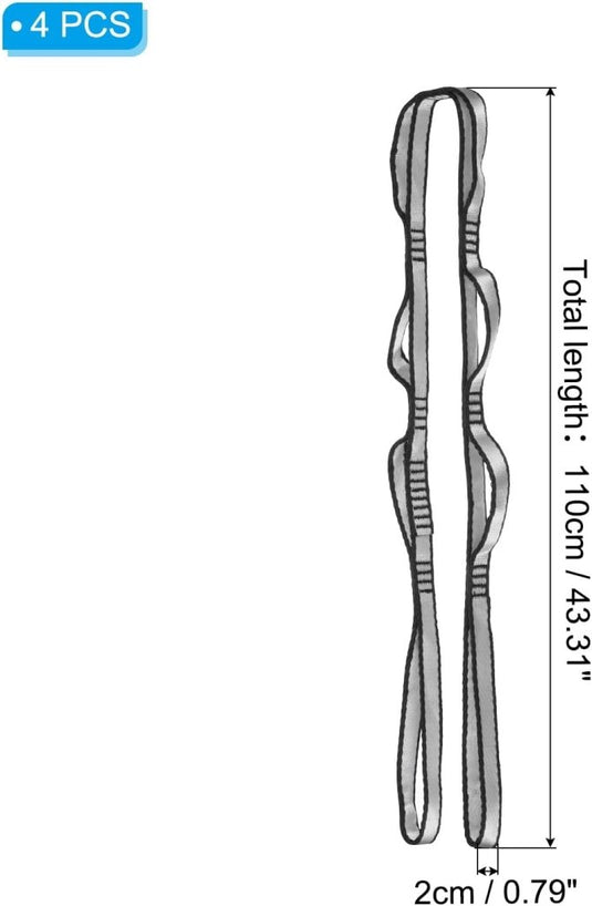 Verstelbare ophangbanden 4 stuks 180 x 2 cm van nylon met 8 lussen – daisy chains – aerial yoga - happygetfit.com