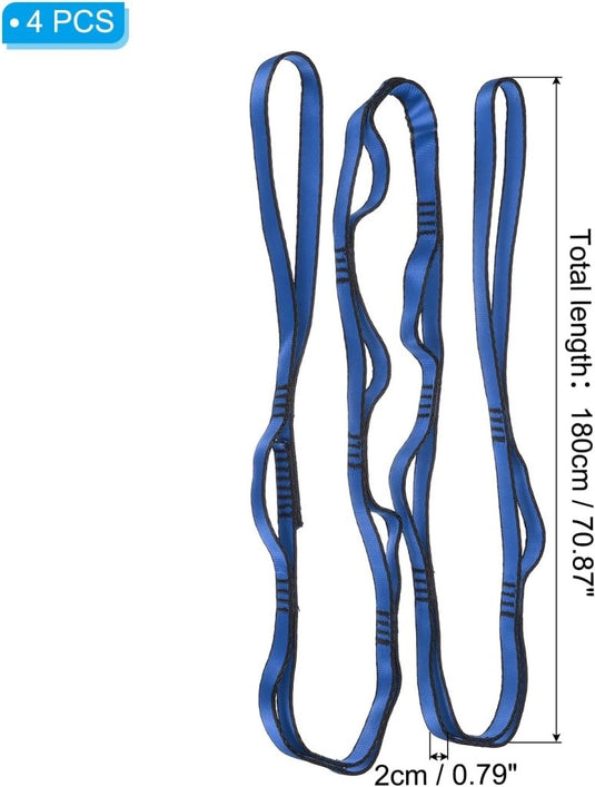 Verstelbare ophangbanden 4 stuks 180 x 2 cm van nylon met 8 lussen – daisy chains – aerial yoga - happygetfit.com