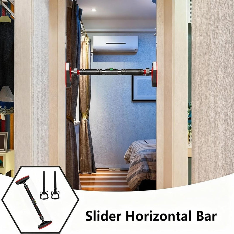 Laden Sie das Bild in Galerie -Viewer, Verstelbare optrekstang 70-100 cm zonder boren met waterpas – pull-up bar – krachttraining - happygetfit.com
