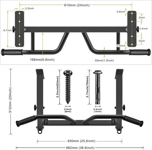 Verstelbare optrekstang voor plafondmontage met 4 gripposities tot 181 kg – pull-up bar – krachttraining - happygetfit.com