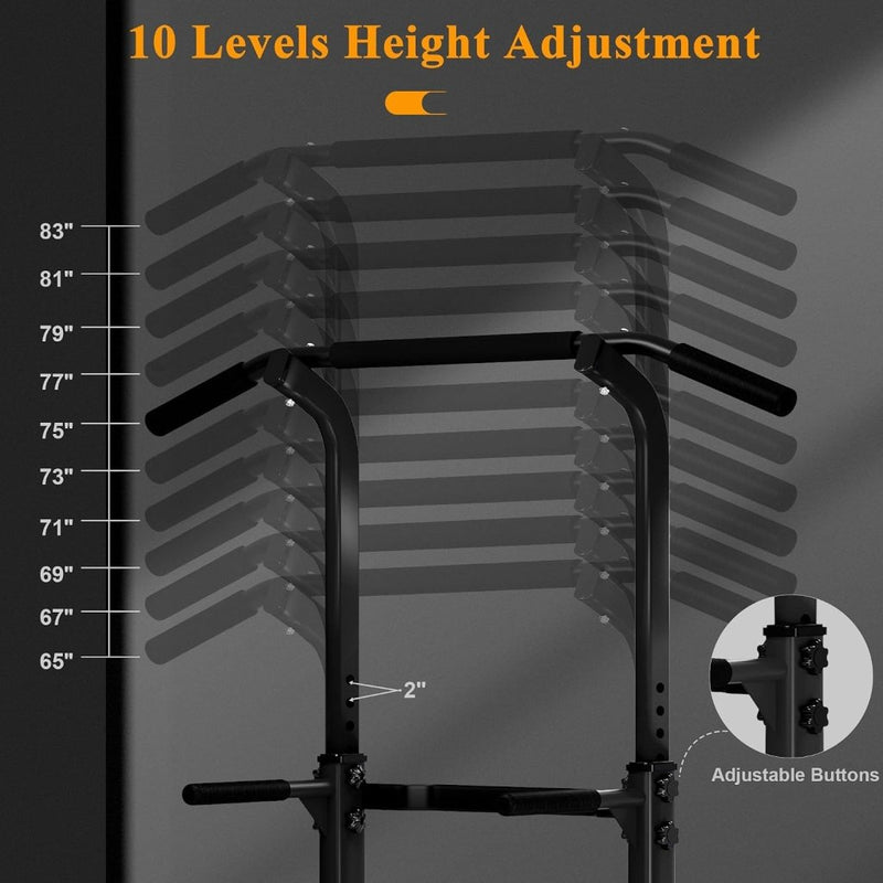 Load image into Gallery viewer, Verstelbare power tower 165-210 cm met optrekstang en dipstation – krachtstation – fitnessrek - happygetfit.com
