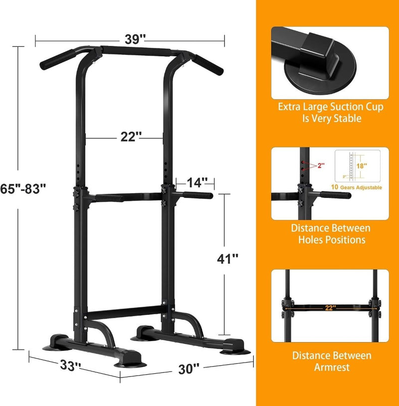 Load image into Gallery viewer, Verstelbare power tower 165-210 cm met optrekstang en dipstation – krachtstation – fitnessrek - happygetfit.com
