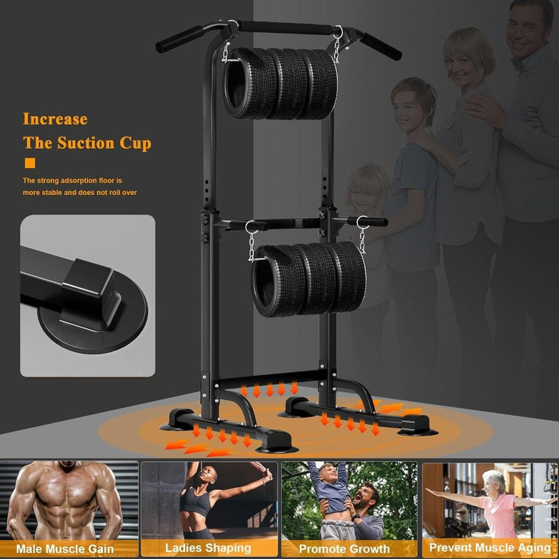Load image into Gallery viewer, Verstelbare power tower 165-210 cm met optrekstang en dipstation – krachtstation – fitnessrek - happygetfit.com
