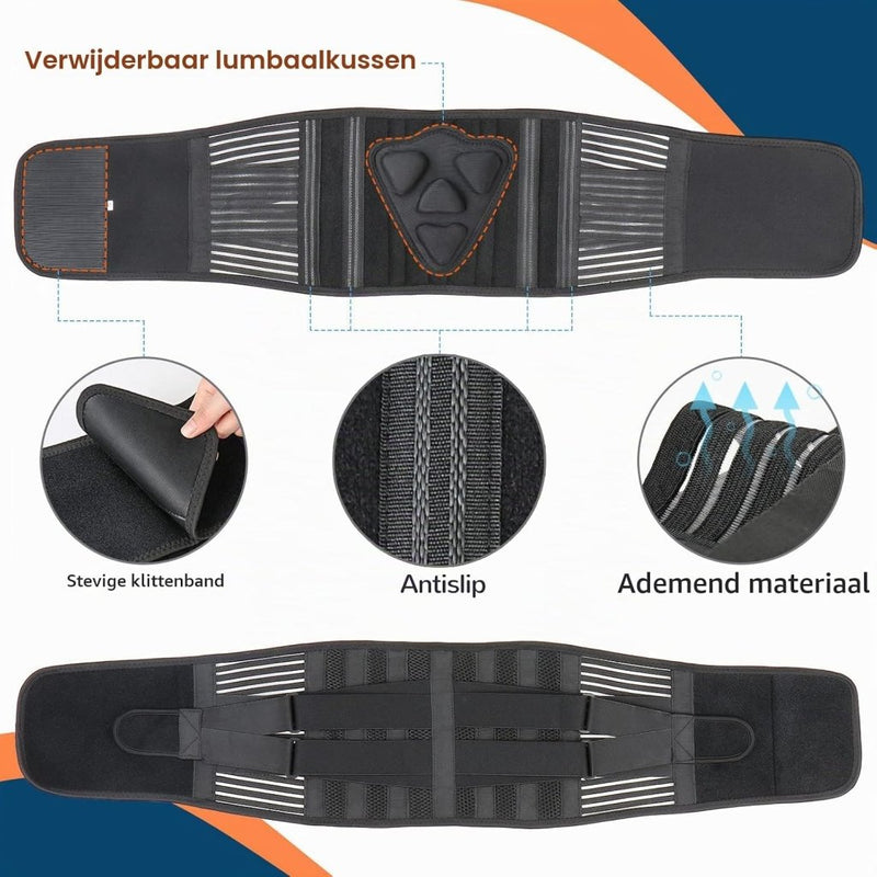 Charger l’image dans la visionneuse de galerie, Verstelbare rugbrace maat L met metalen steunstangen en ademende lendensteun – rugbandage – onderrug ondersteuning - happygetfit.com
