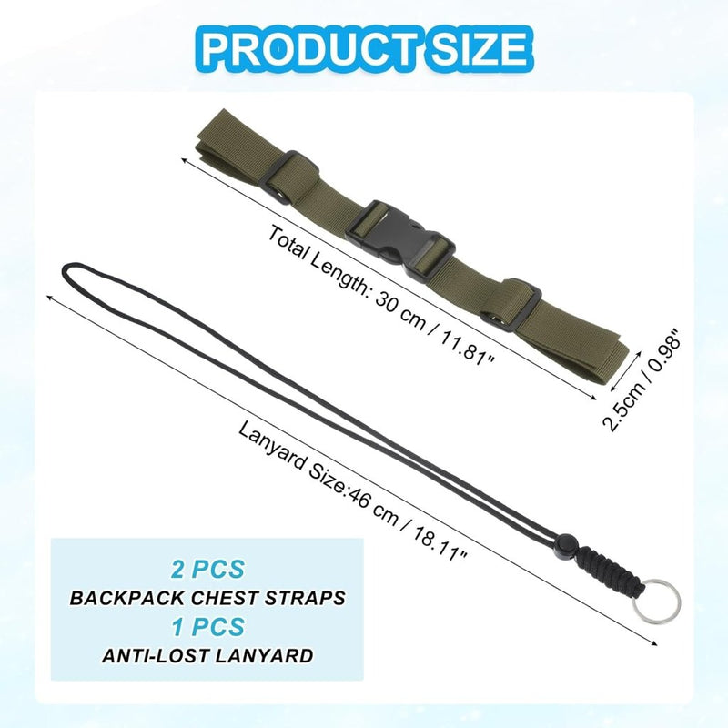 Chargez l'image dans la visionneuse de la galerie, Verstelbare rugzak borstband set met snelgesp en veiligheidskoord – borstriem – outdoor accessoires - happygetfit.com
