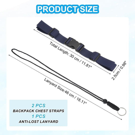 Verstelbare rugzak borstband set met snelgesp en veiligheidskoord – borstriem – outdoor accessoires - happygetfit.com